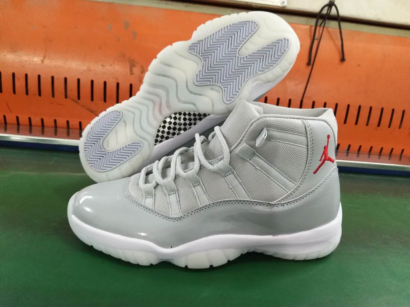 New Air Jordan 11 Grey White Red Shoes - Click Image to Close